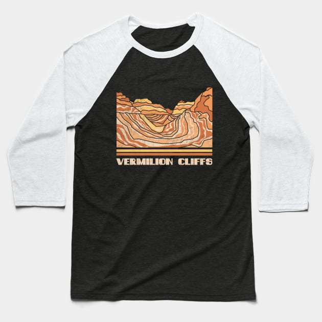 Vermilion Cliffs National Monument Nature Lover Vintage Retro Skyline Hiking Outdoor Travel Adventure Baseball T-Shirt by NickDezArts